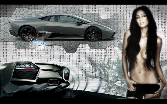 Wallpaper Nicole Scherzinger & Lamborghini Reventon 480x272 (PSP), 