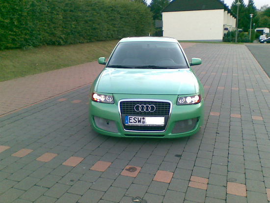 Audi Pin A3 8L glasiert grün Fotodruck Maße 35x16mm 